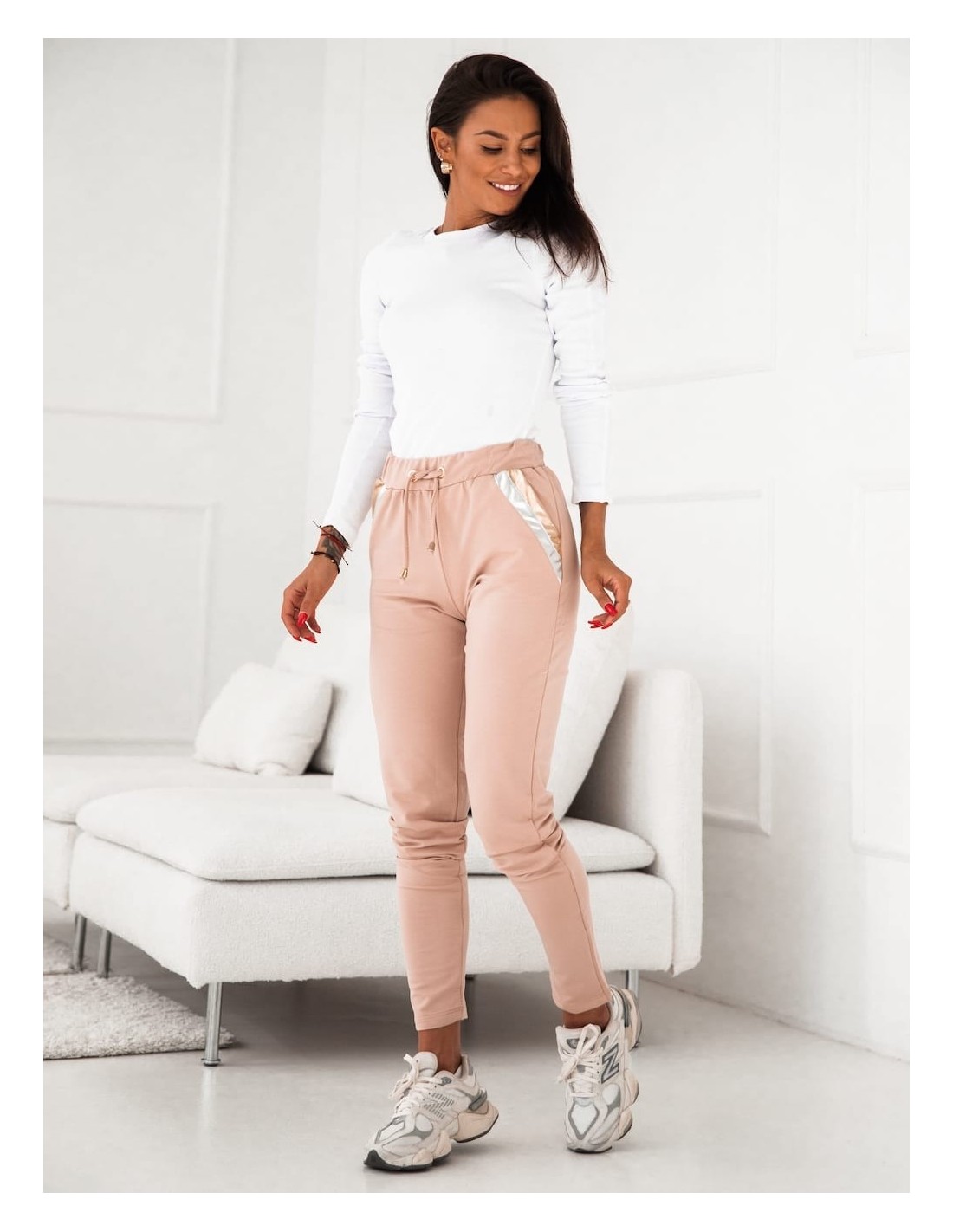 Women\'s beige cotton sweatpants 0560 - Online store - Boutique